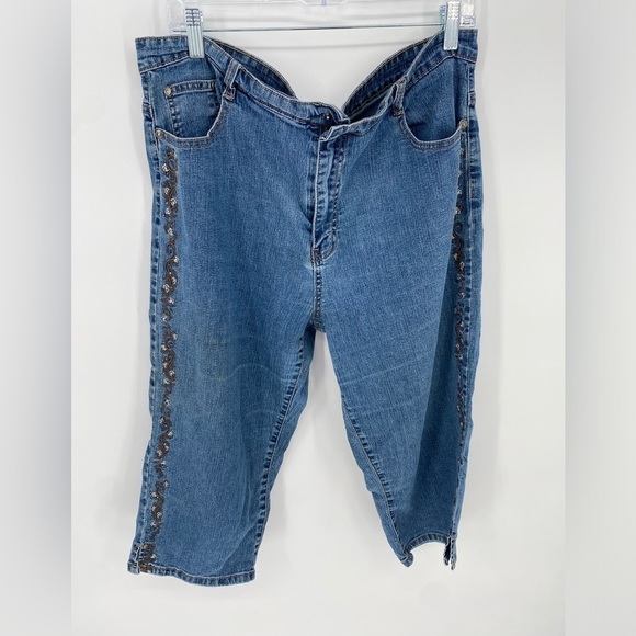 COS Y2K vintage embellished embroidery denim capri jeans 16 - Picture 1 of 9